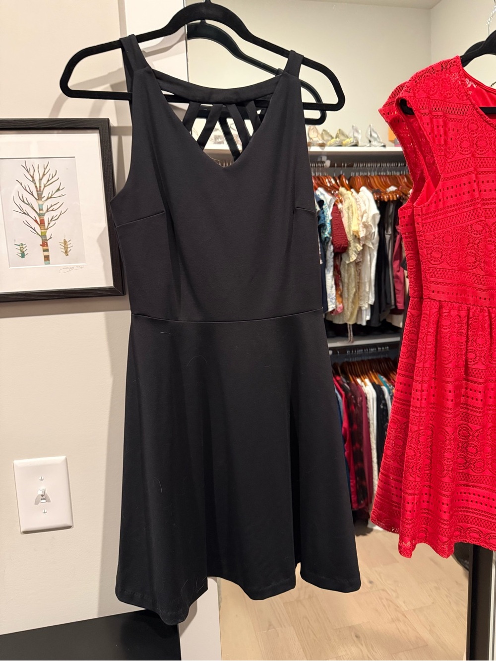 Adrienne Vittadini Black Sleeveless Mini Dress with Strappy Back